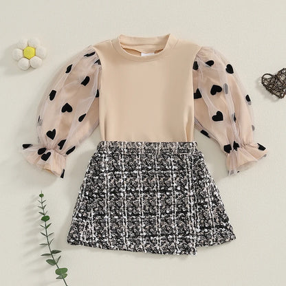 Long Sleeve Tops and Plaid Mini Skirts