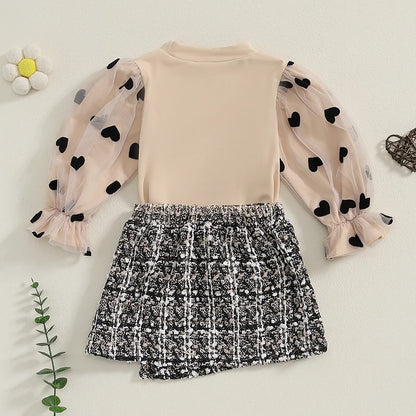 Long Sleeve Tops and Plaid Mini Skirts