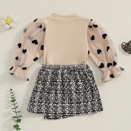 Long Sleeve Tops and Plaid Mini Skirts
