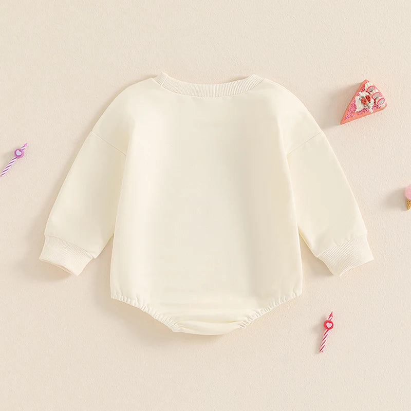 Half 1st Birthday Letter Print Long Sleeve Bodysuits