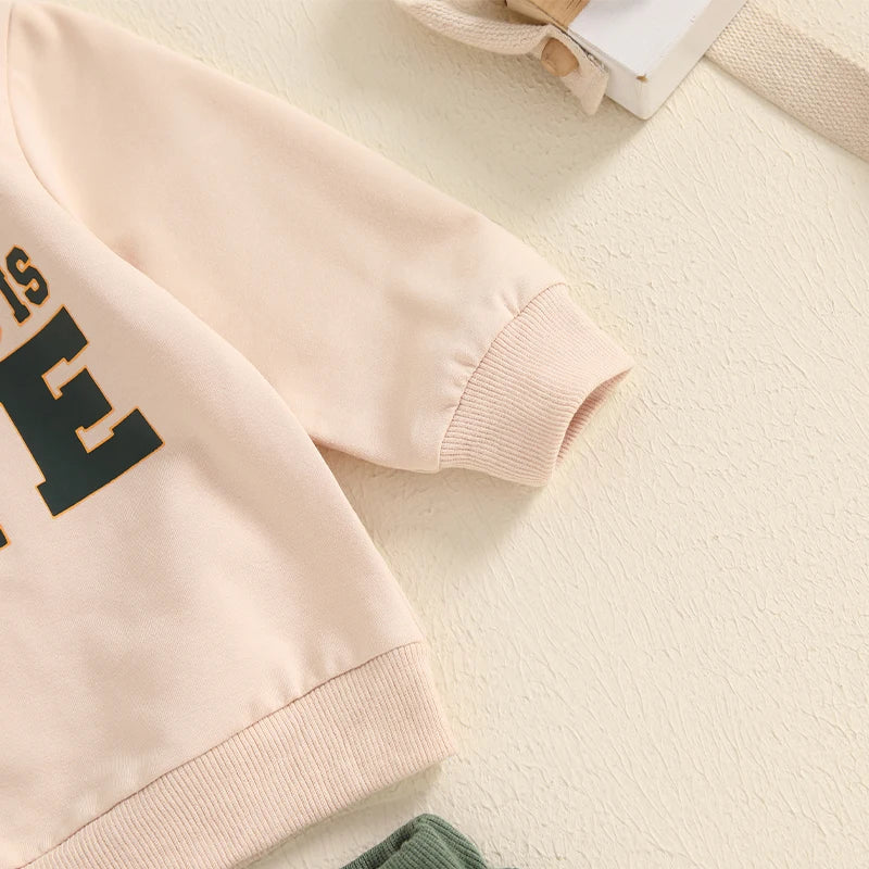 Letter Print Sweatshirt with Elastic Waist Pants