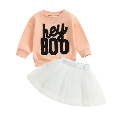 Long Sleeve Sweatshirt Elastic Waist Tulle Skirt