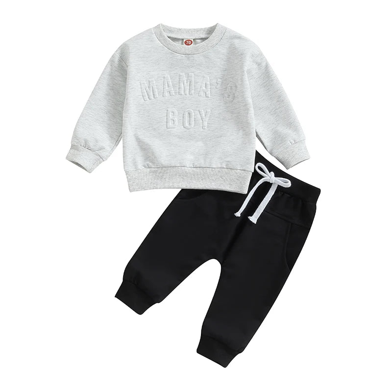 Sweatshirts Tops Elastic Waist Pants Set