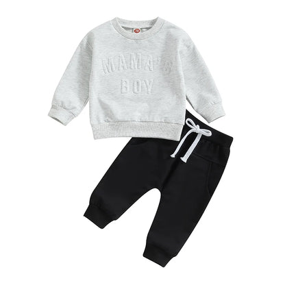 Sweatshirts Tops Elastic Waist Pants Set