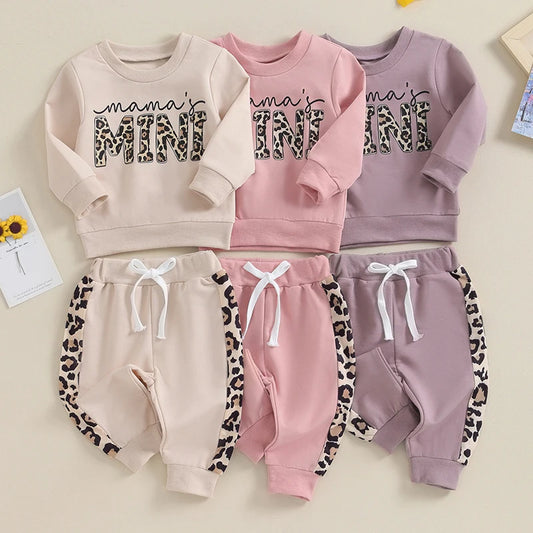 Letter & Leopard Print Pullover Strap Pants