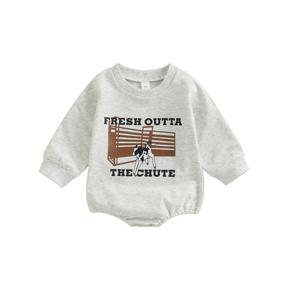 Cow Print Long Sleeve Round Neck Bodysuit