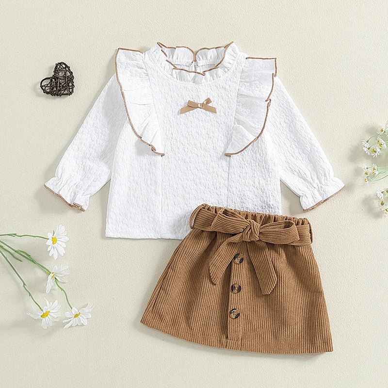 Solid Color Button Skirt with Belt