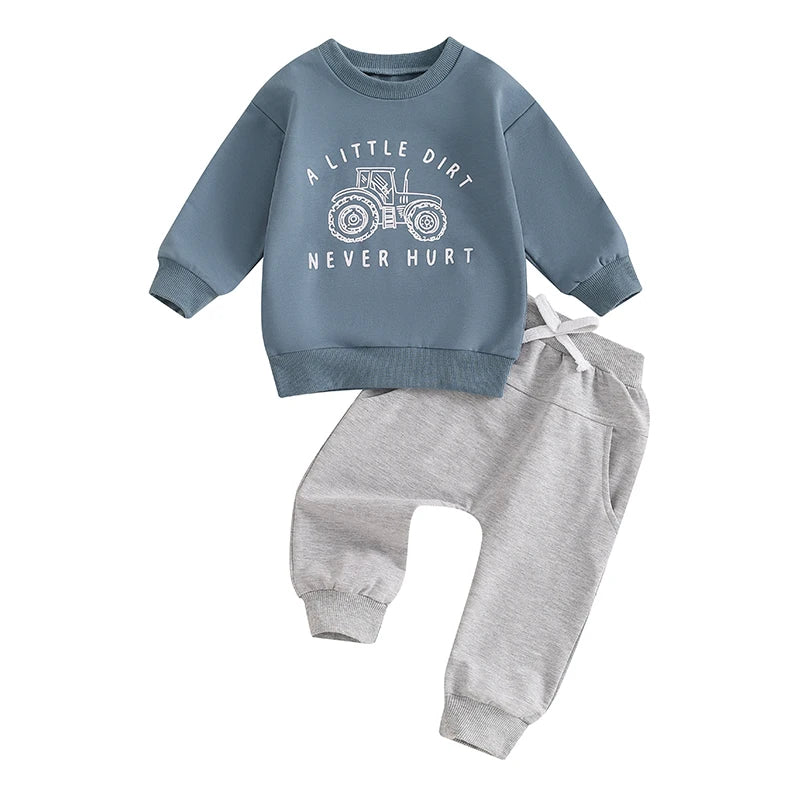 “A Little Dirt Never Hurt” Toddler Outfit – Cozy Top & Jogger Set