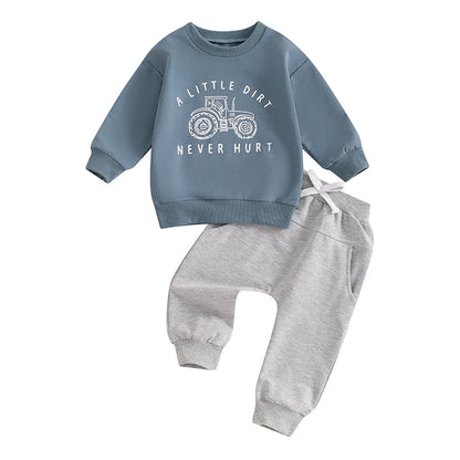 “A Little Dirt Never Hurt” Toddler Outfit – Cozy Top & Jogger Set