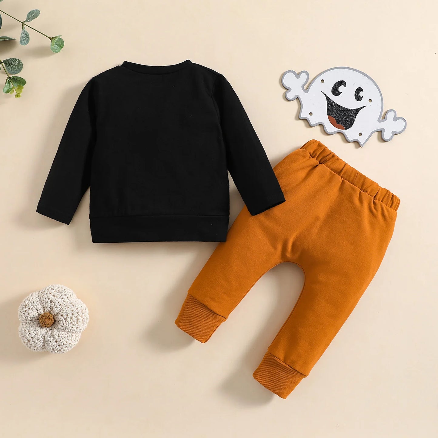 Crew Neck Letters/Skeleton Print T-shirt with Pants