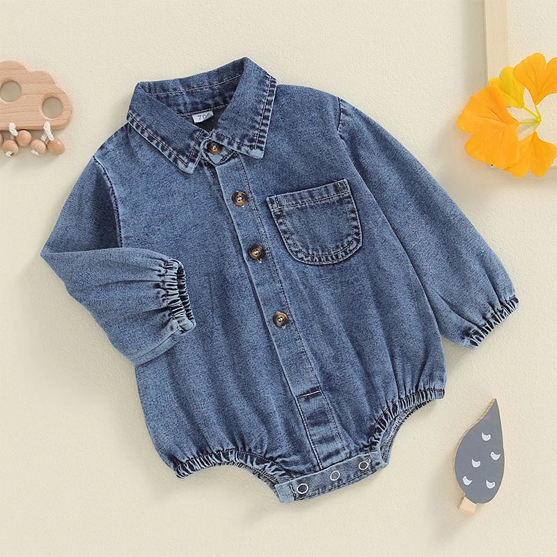 Long Sleeve Lapel Collar Solid Color Bodysuit
