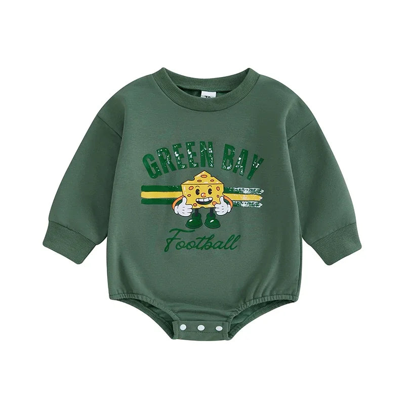 Letter Cartoon Print Long Sleeve Bodysuits