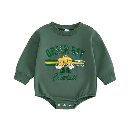 Letter Cartoon Print Long Sleeve Bodysuits