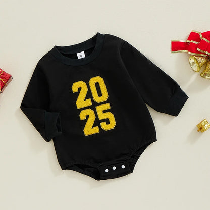 Letter Embroidery Long Sleeve Bodysuits