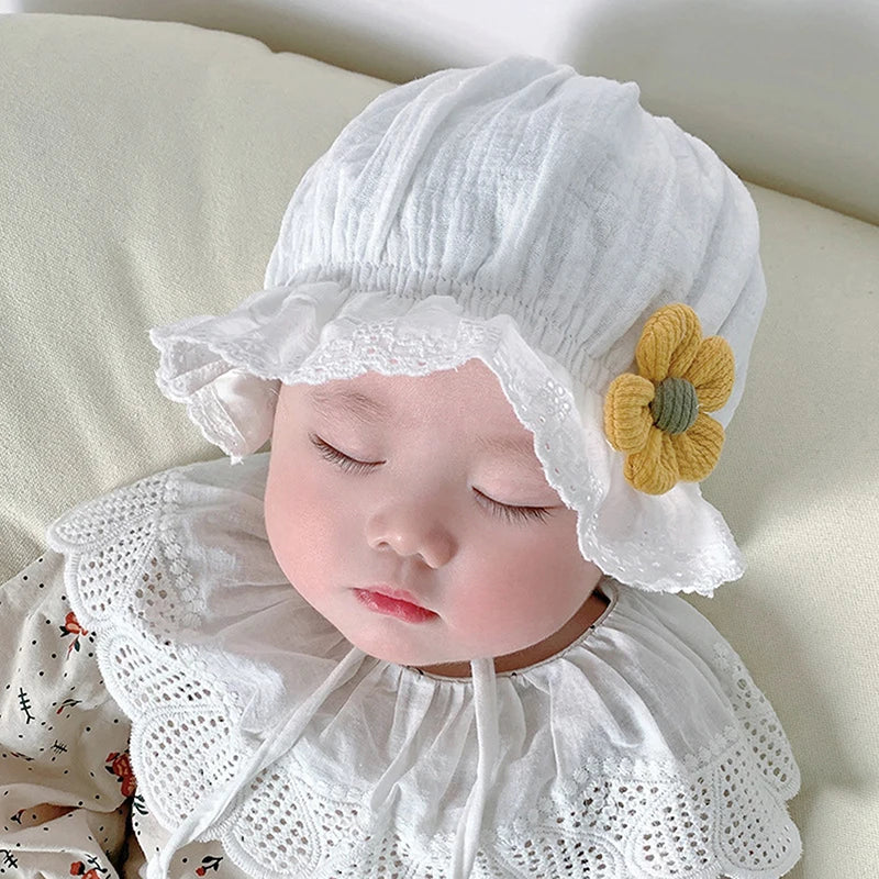 Court Style Flower Patchwork Wide Brim Hat