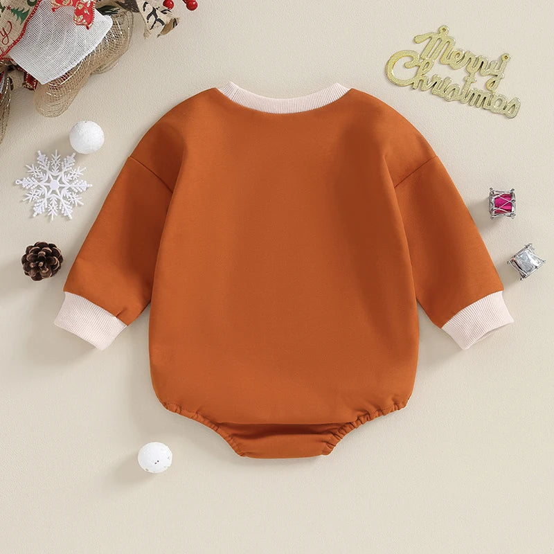Crew Neck Letters Tree Print Fall Bodysuit