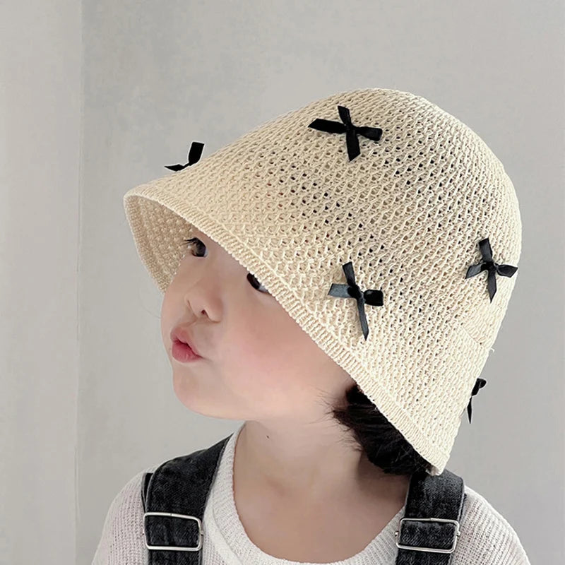3D Bow Breathable Straw Bucket Hat