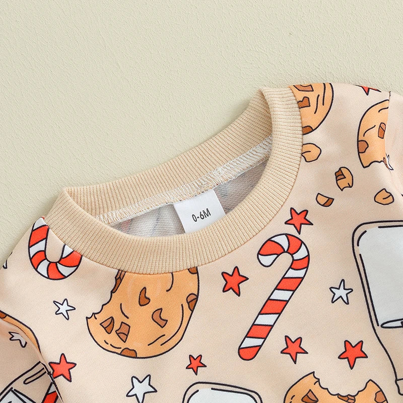 Cookie Cane Sweatshirt Elastic Pants Set