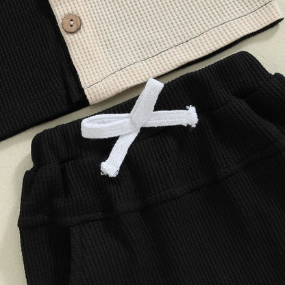 Long Sleeve Contrast Color Shirt + Pants Set
