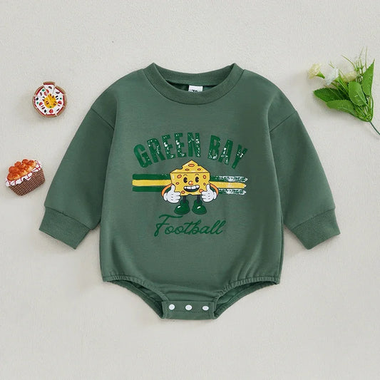Letter Cartoon Print Long Sleeve Bodysuits