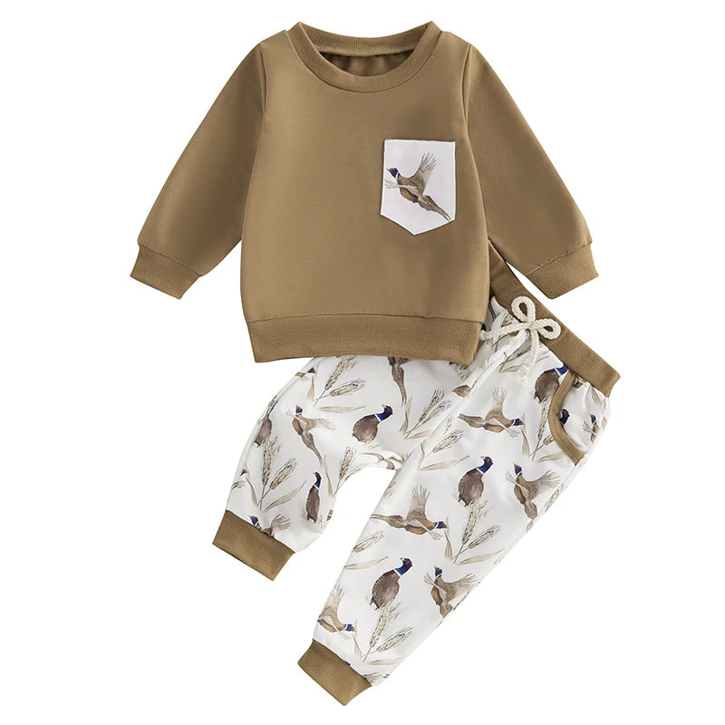 Sweatshirt Elastic Waist Pants with Pockets