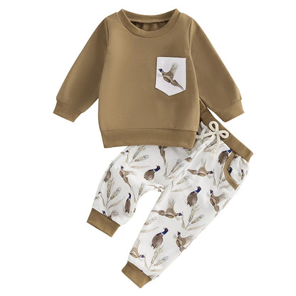 Sweatshirt Elastic Waist Pants with Pockets
