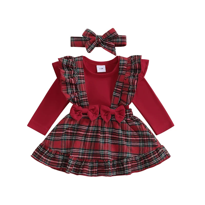 Plaid Suspender Skirt Headband Sets