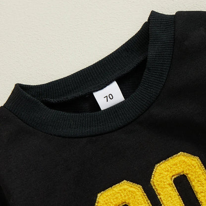 Letter Embroidery Long Sleeve Bodysuits
