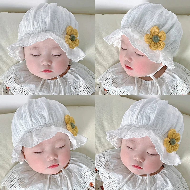 Court Style Flower Patchwork Wide Brim Hat