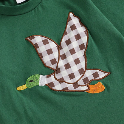 Duck T-shirt with Plaid Pants Clothing Set