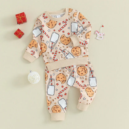 Cookie Cane Sweatshirt Elastic Pants Set