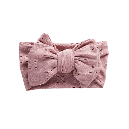 Embroidered Lace Hollow Hole Stretch Bow Headband